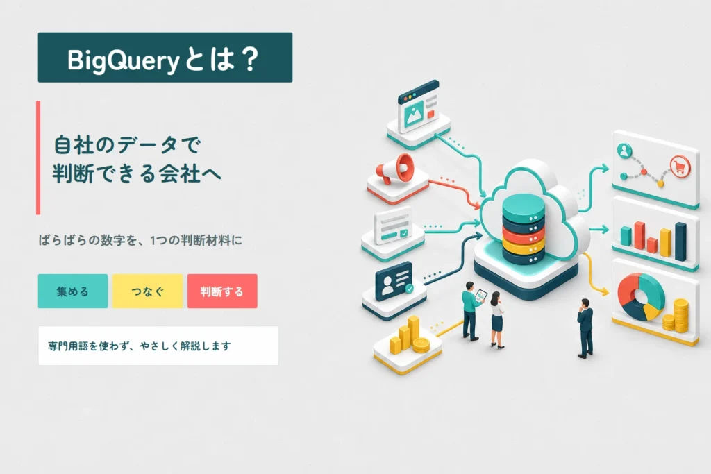 BigQueryとは何かを、自社のデータで判断できる会社になる流れとともに示した図解